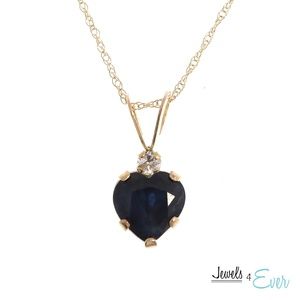 10K Gold Heart Pendant with Genuine Gemstones